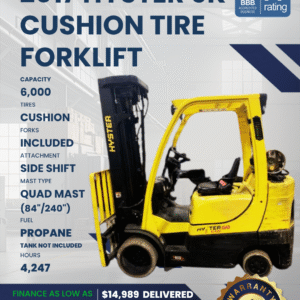 2017 HYSTER 6K CUSHION TIRE FORKLIFT
