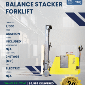 1999 YALE 2.5K COUNTER BALANCE STACKER FORKLIFT